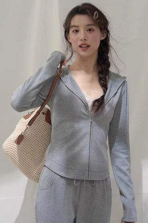 Hooded Zipper Sweatshirt Set-Up