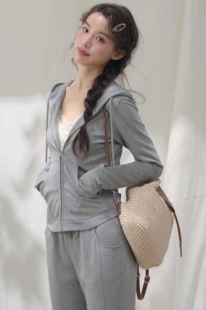 Hooded Zipper Sweatshirt Set-Up