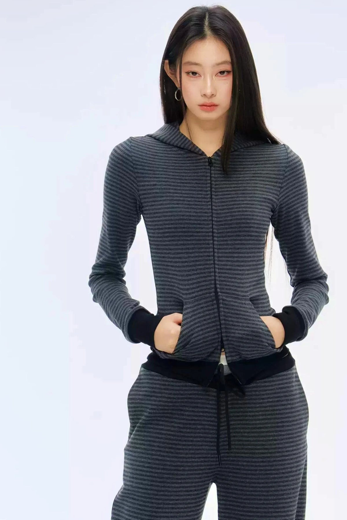 Horn Striped Sweatshirt Trouser Set-Up