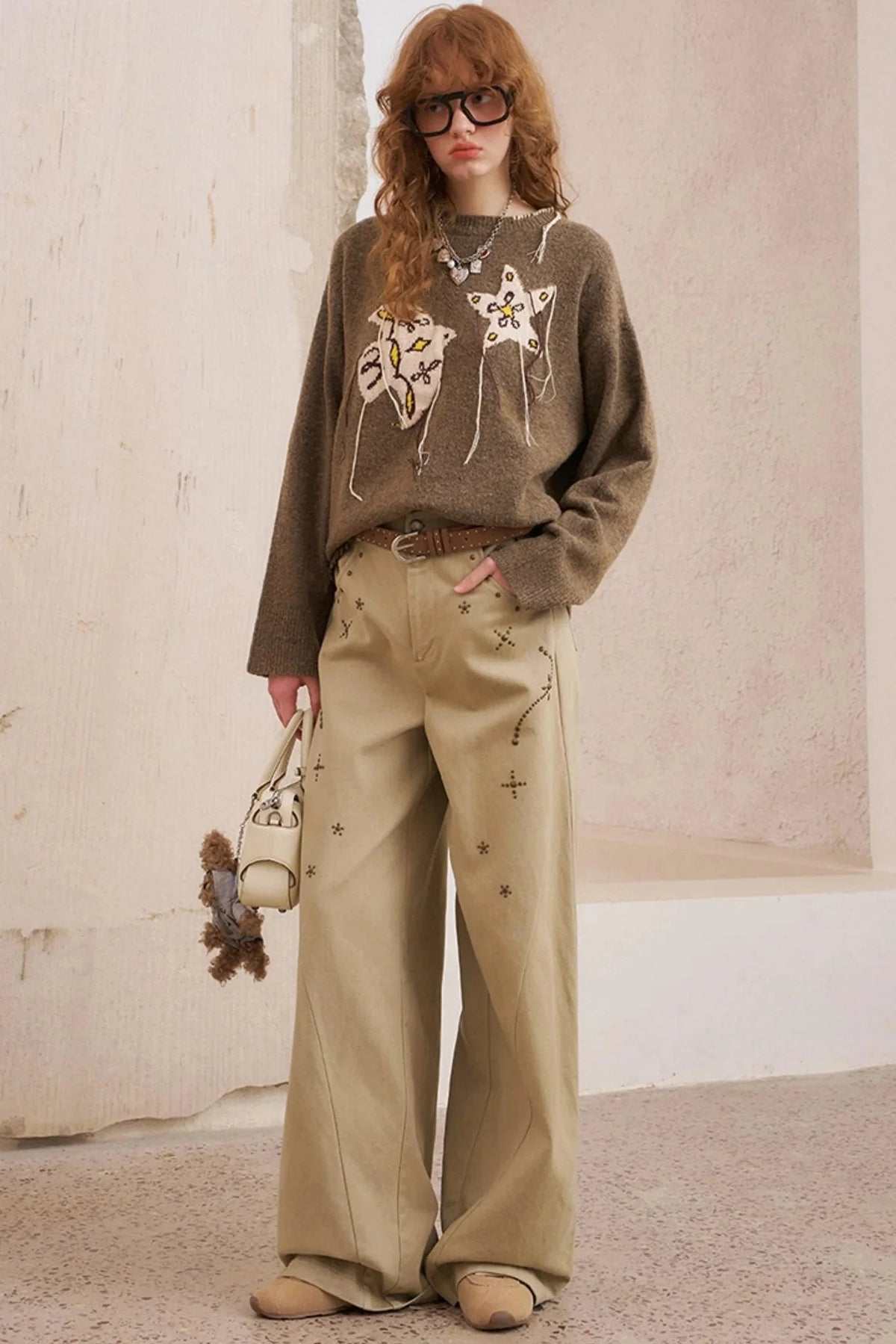 Hot Diamond Loose Wide-Leg Pants