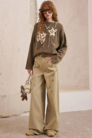 Hot Diamond Loose Wide-Leg Pants