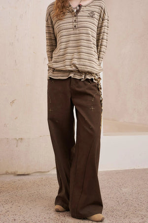 Hot Diamond Loose Wide-Leg Pants