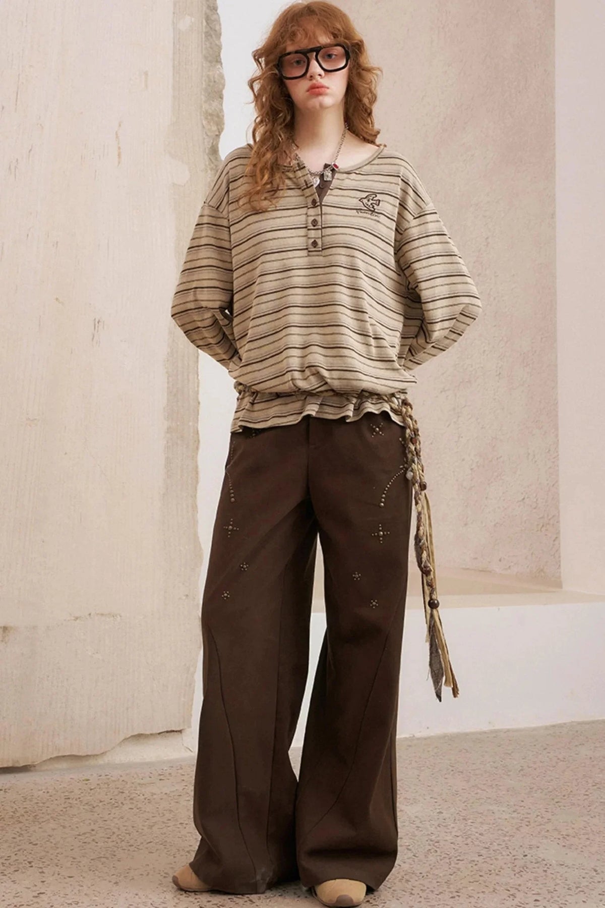 Hot Diamond Loose Wide-Leg Pants