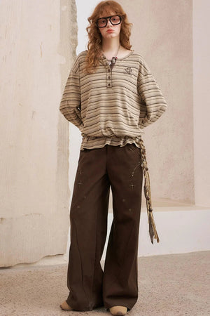 Hot Diamond Loose Wide-Leg Pants