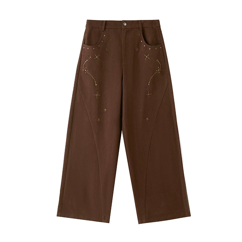 Hot Diamond Loose Wide-Leg Pants