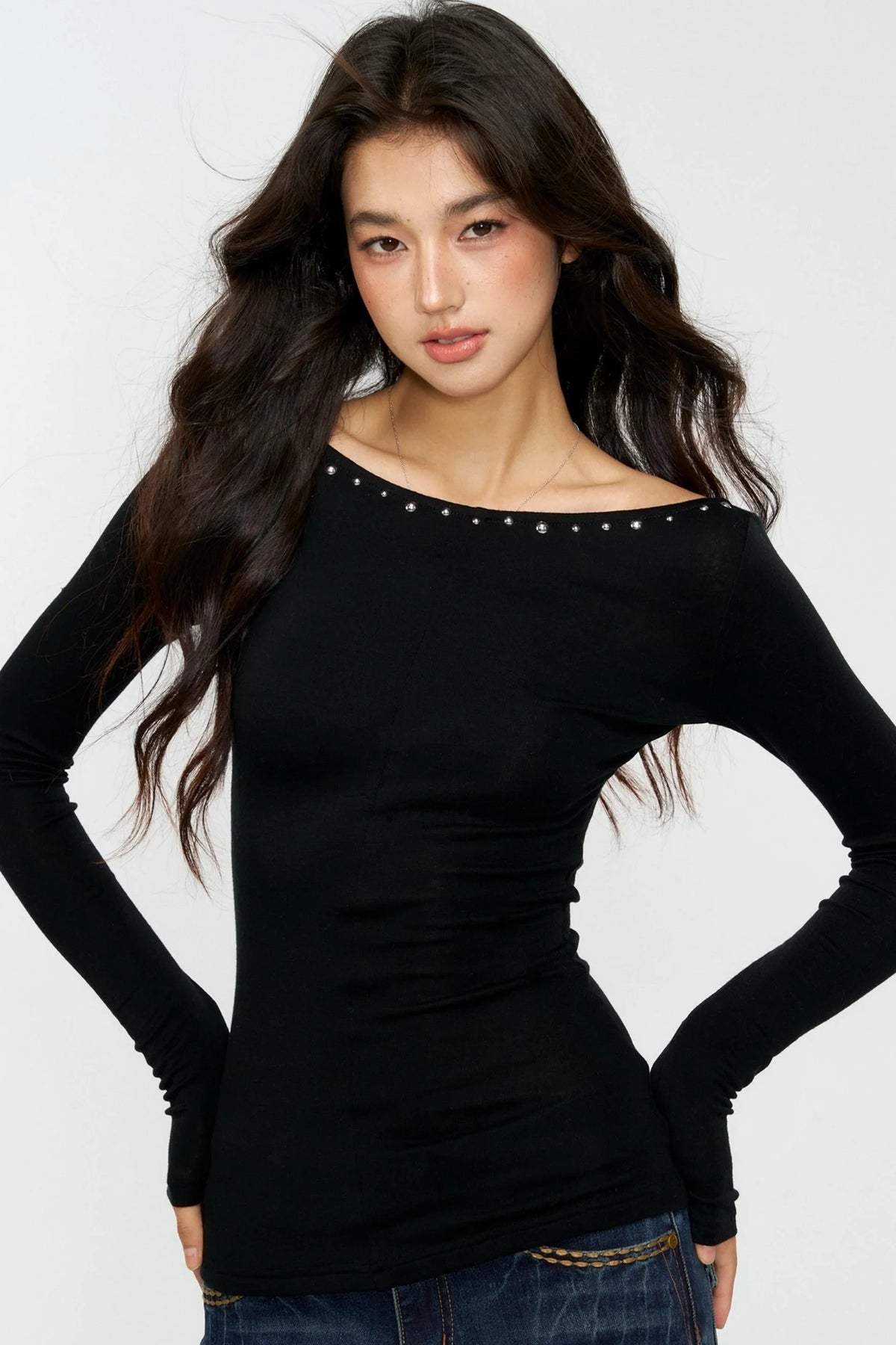 Hot Diamond Shoulder Buckle Shirt