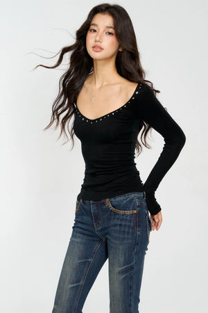 Hot Diamond Shoulder Buckle Shirt