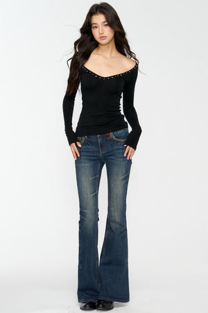 Hot Diamond Shoulder Buckle Shirt