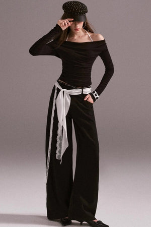 Hot Girl Contrast Knit Cardigan Suit Set-Up