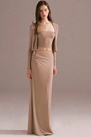 Hot Girl Draped Cardigan Jacket Set-Up