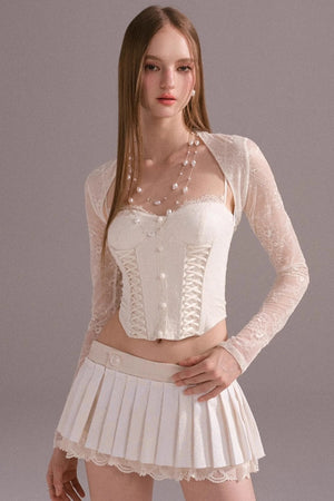 Hot Luxury Cropped Corset Two-Piece Lace Set-Up