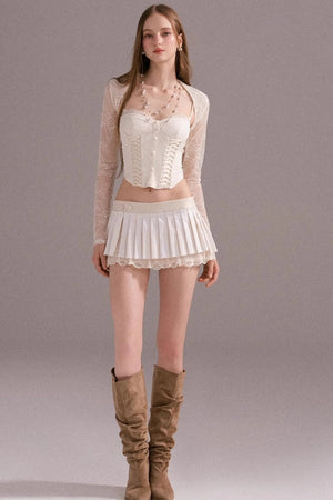 Hot Luxury Cropped Corset Two-Piece Lace Set-Up