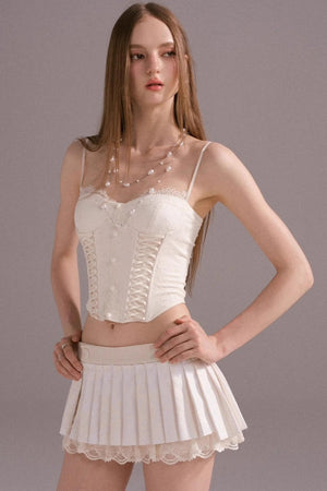 Hot Luxury Cropped Corset Two-Piece Lace Set-Up