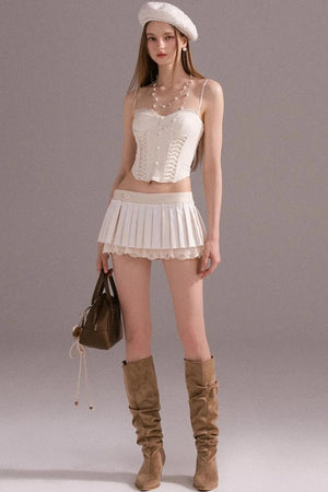 Hot Luxury Cropped Corset Two-Piece Lace Set-Up