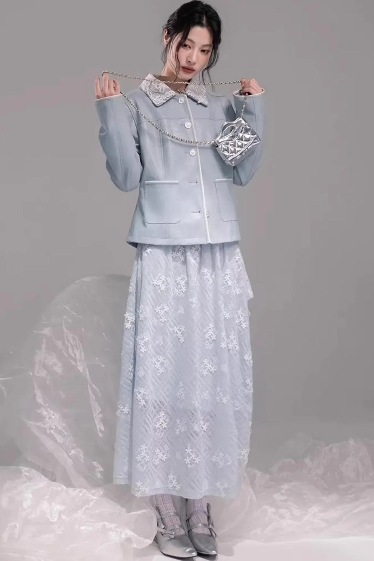 Ice Lake Blue Knitted Dress