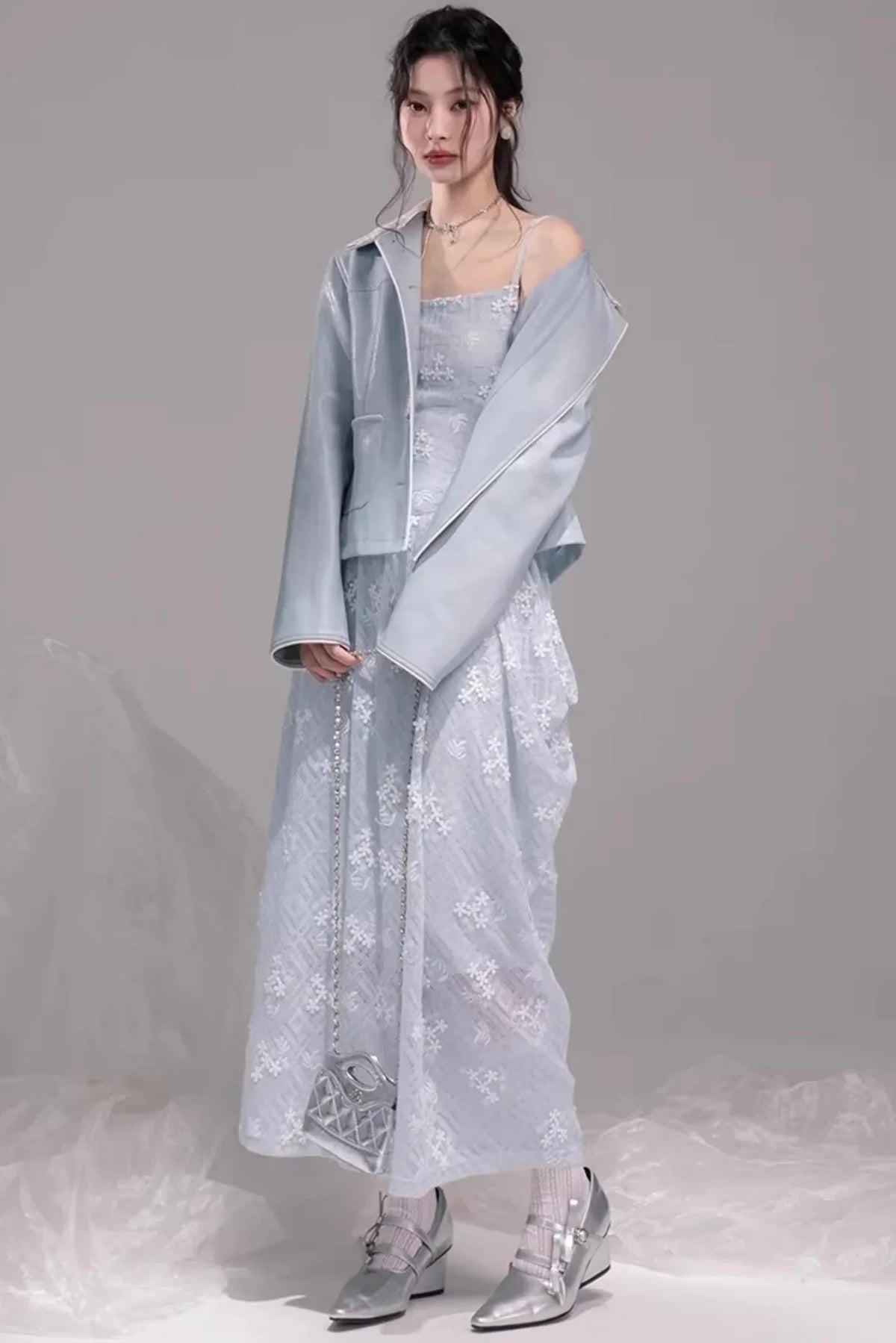 Ice Lake Blue Knitted Dress