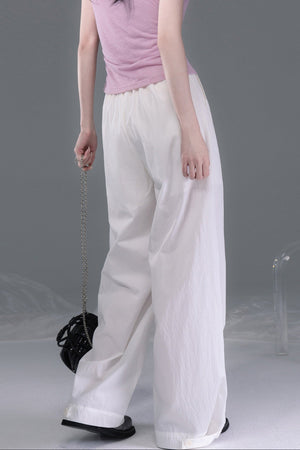 Ice White Lyocell Adjustable Cuff Pants