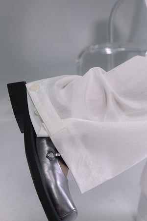 Ice White Lyocell Adjustable Cuff Pants
