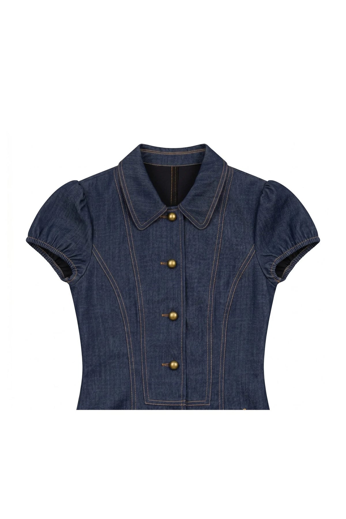 Imitation Denim Summer Blouse and Skirt Set-Up