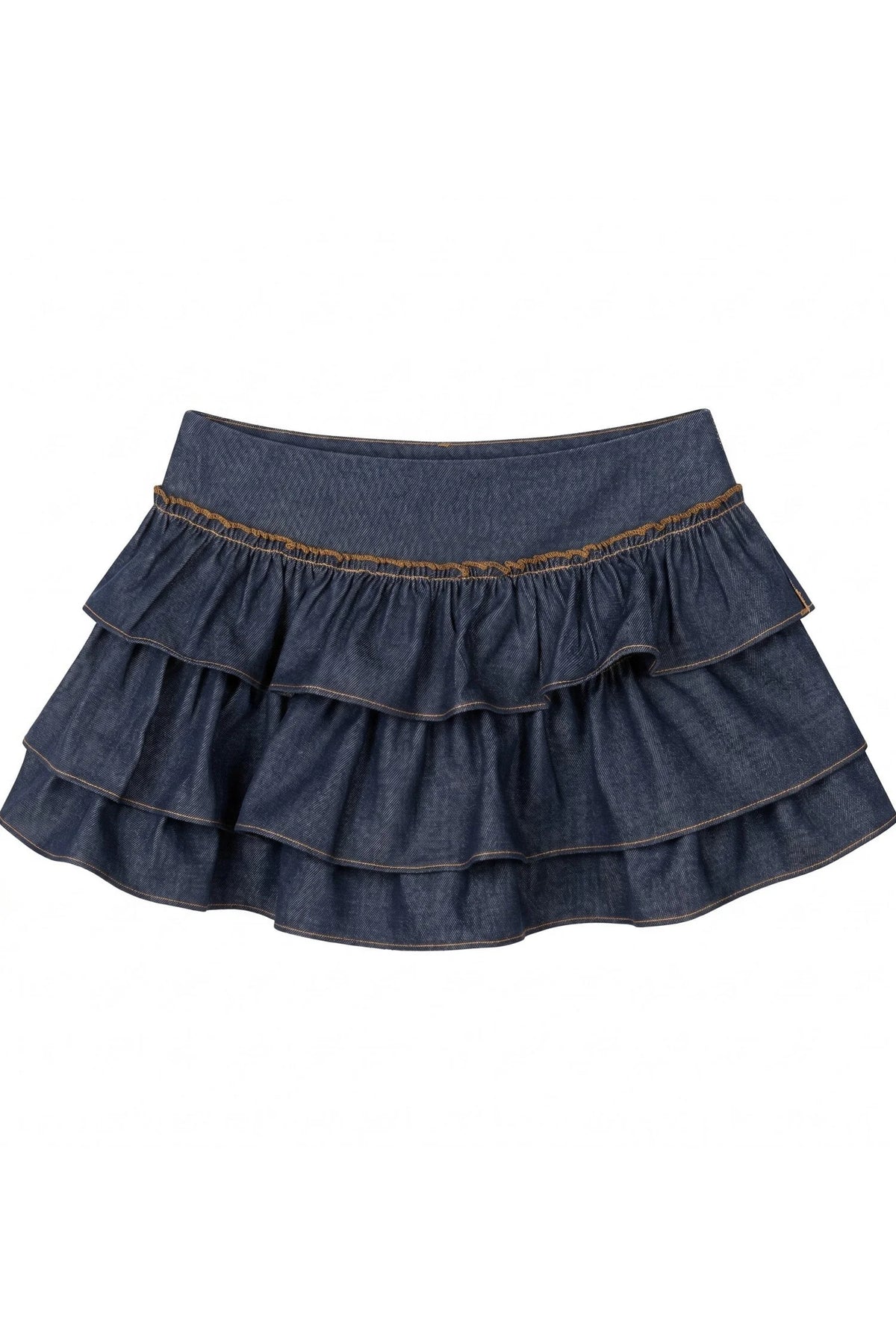 Imitation Denim Summer Blouse and Skirt Set-Up