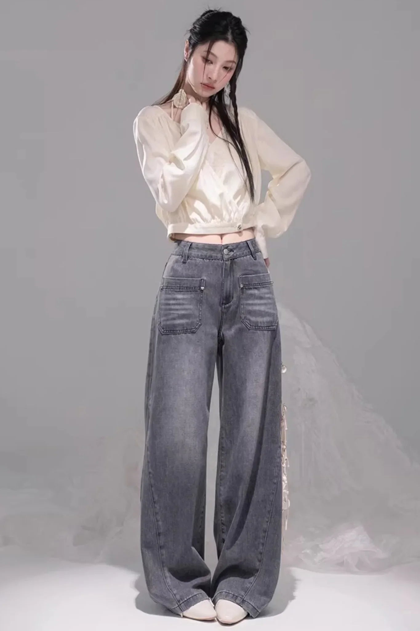 Ink Gray Washed Jeans