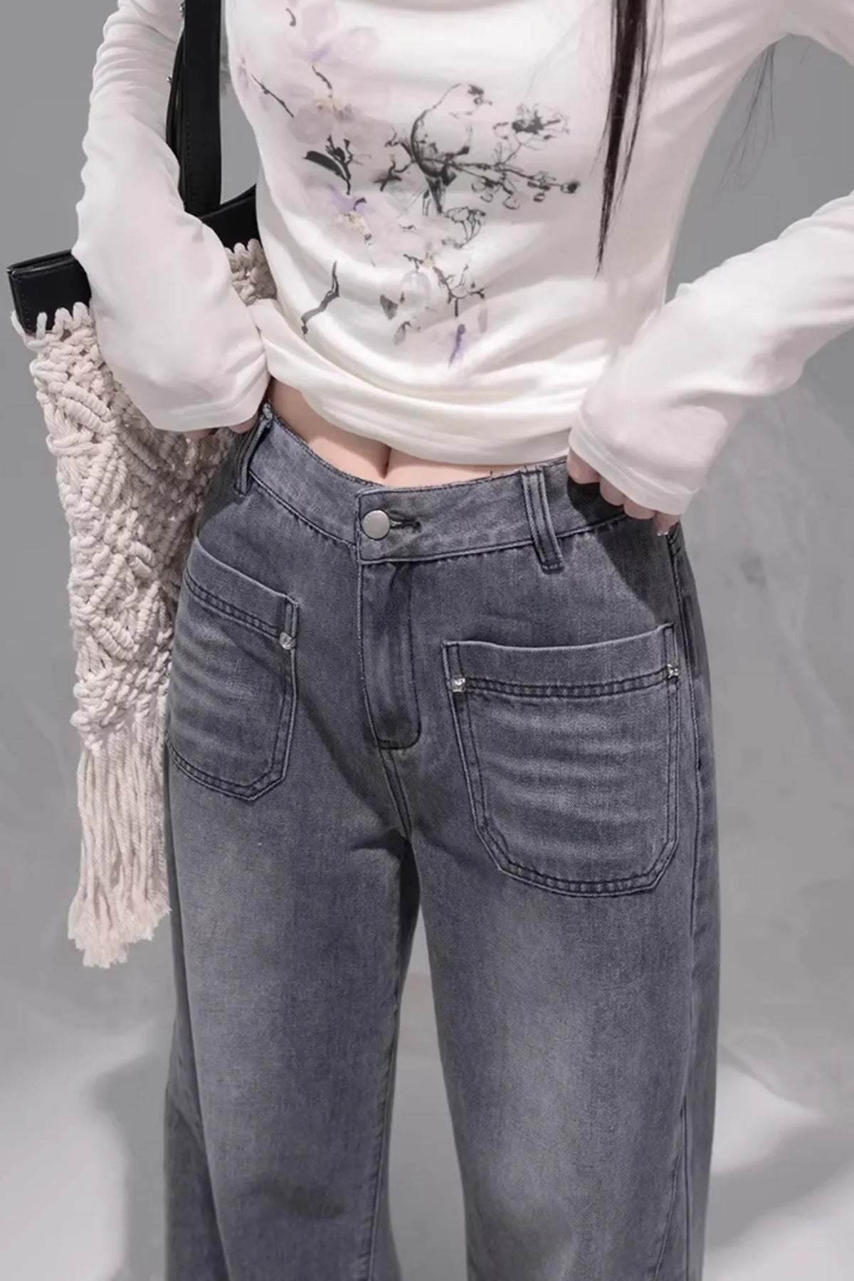 Ink Gray Washed Jeans