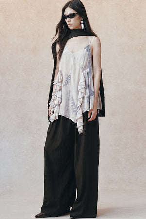 Ink Print Ruffled Camisole