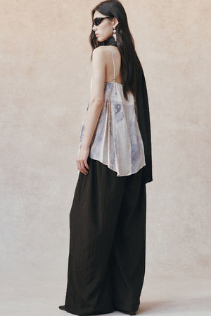 Ink Print Ruffled Camisole