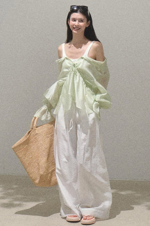 Iridescent Wide-Leg Trousers