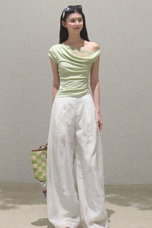 Iridescent Wide-Leg Trousers