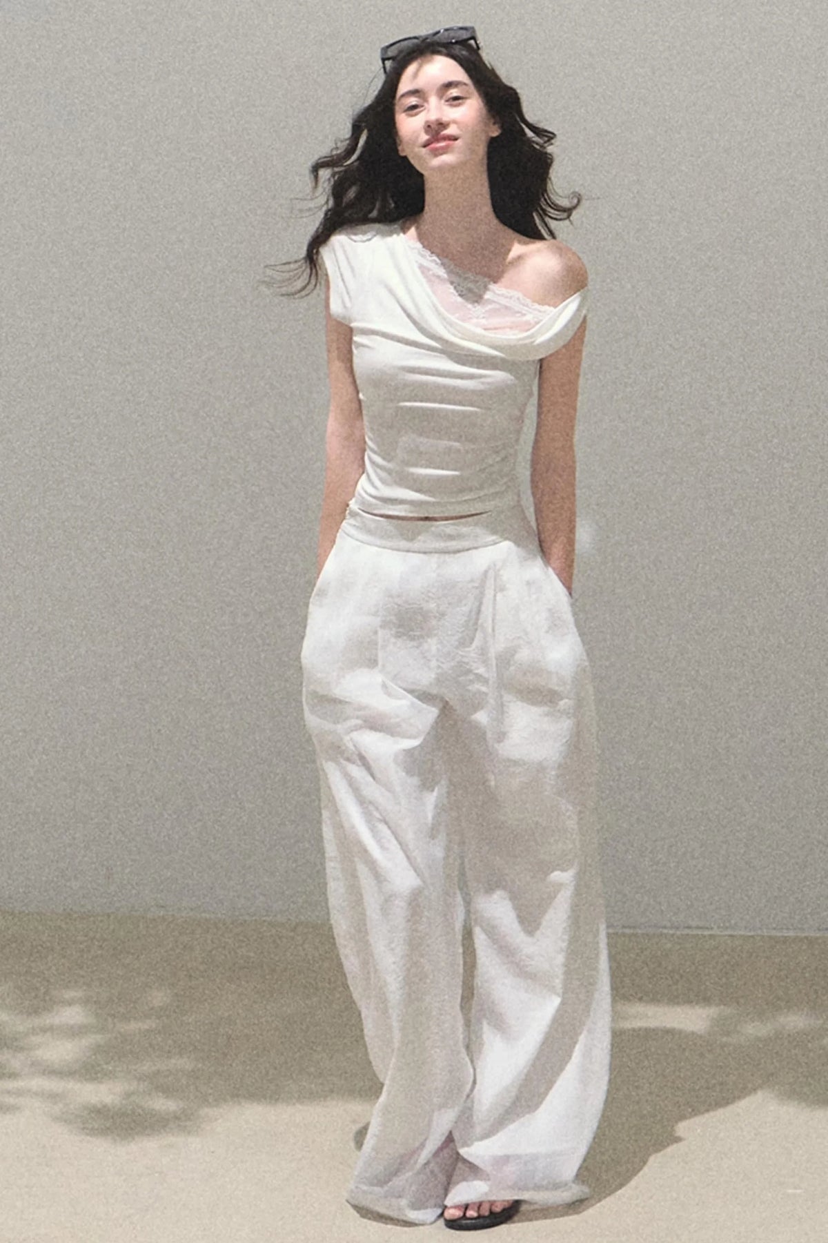 Iridescent Wide-Leg Trousers