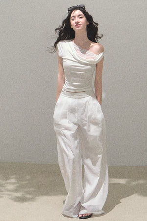 Iridescent Wide-Leg Trousers