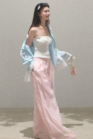 Iridescent Wide-Leg Trousers