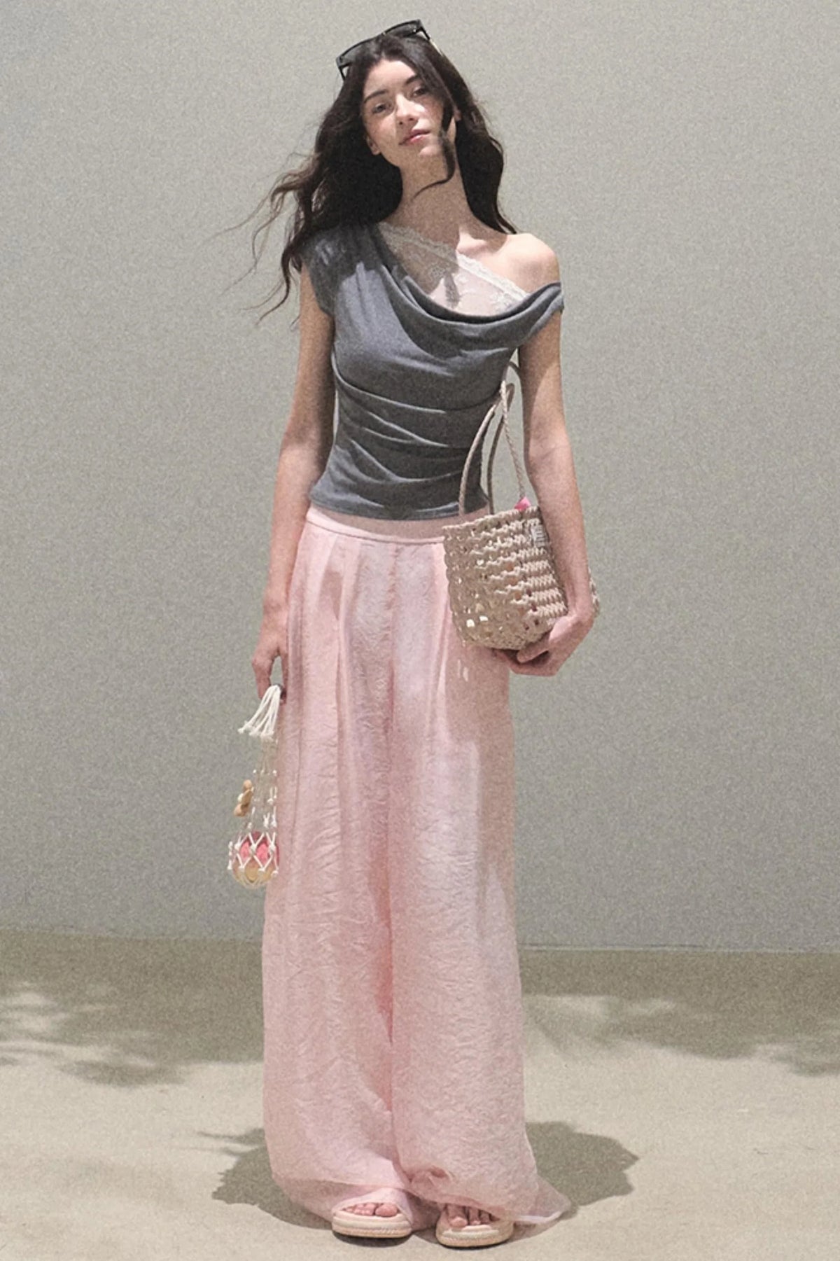 Iridescent Wide-Leg Trousers