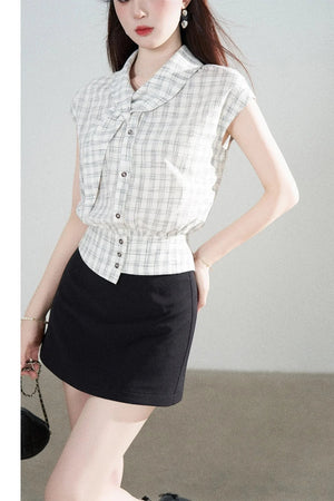 Irregular Black And White Plaid Shirt