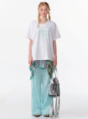 Irregular Check Midi Skirt