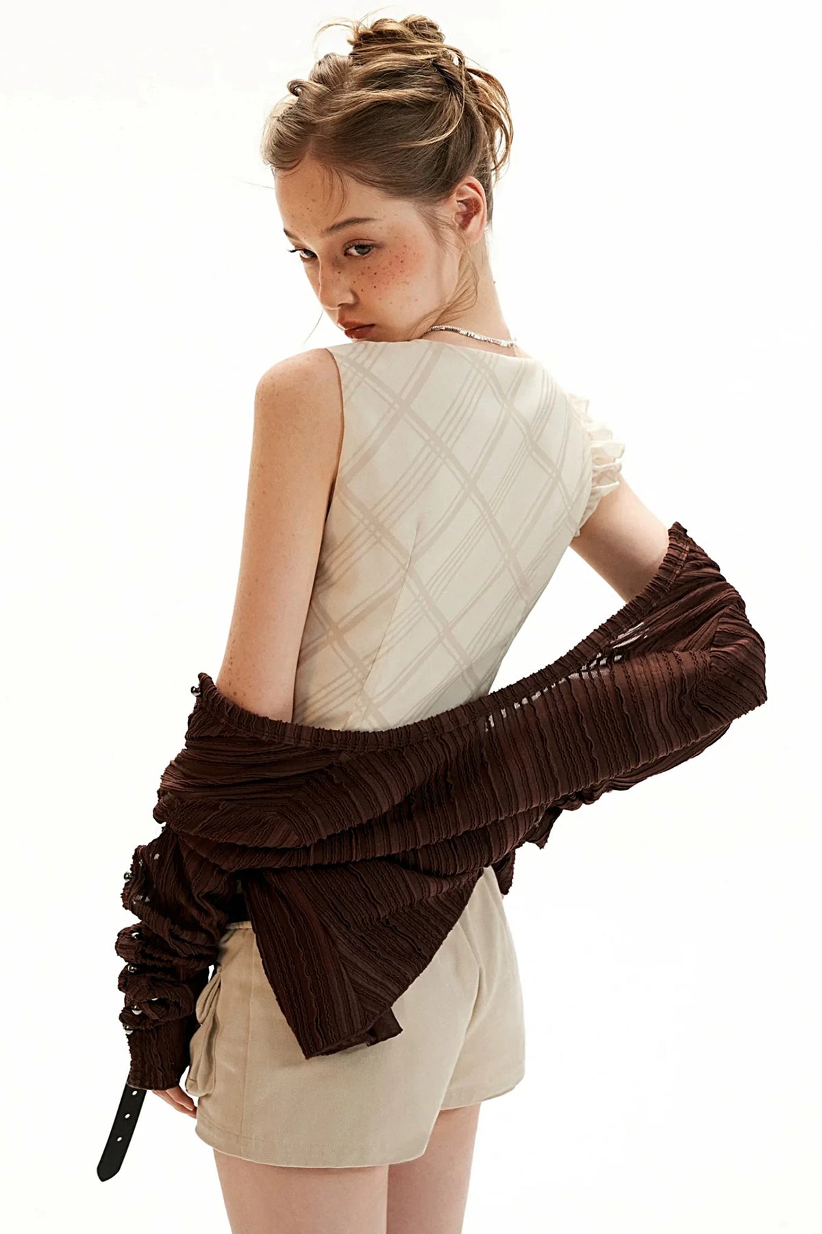Irregular Collar Gauze Vest