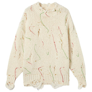 Irregular Color-Block Knit Sweater
