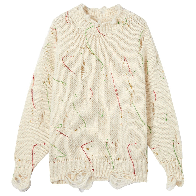 Irregular Color-Block Knit Sweater