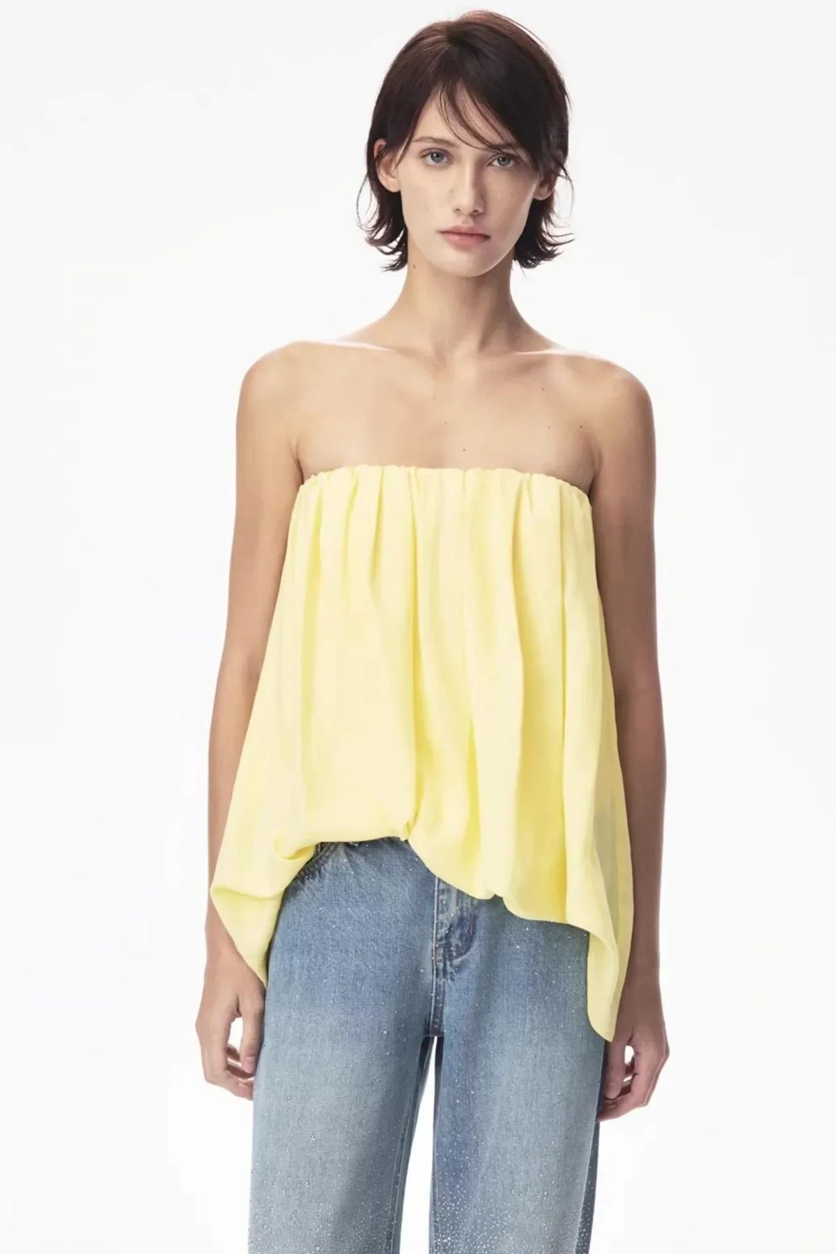 Irregular Elastic Strapless Top