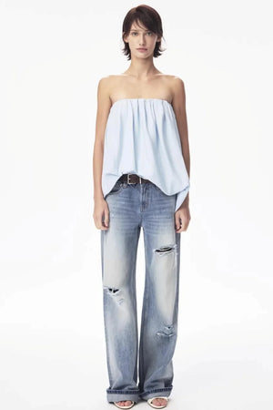 Irregular Elastic Strapless Top