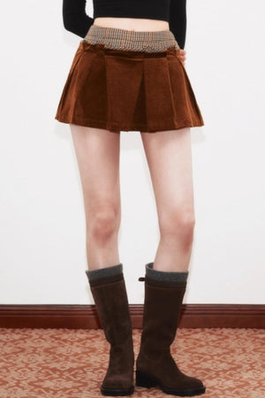 Irregular Folded Corduroy Skirt Set-Up