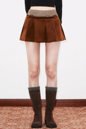 Irregular Folded Corduroy Skirt Set-Up