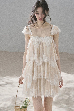 Irregular French Lace Mesh Top Set-Up