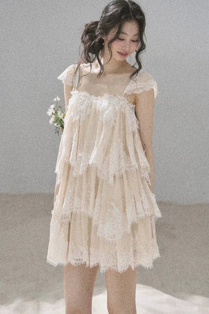 Irregular French Lace Mesh Top Set-Up