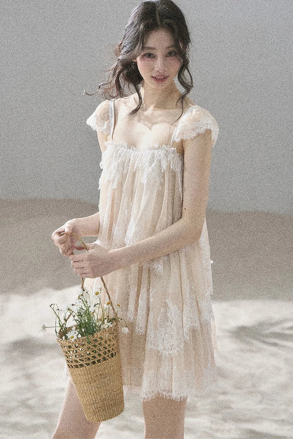 Irregular French Lace Mesh Top Set-Up