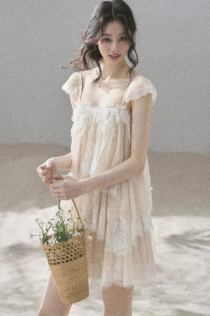 Irregular French Lace Mesh Top Set-Up