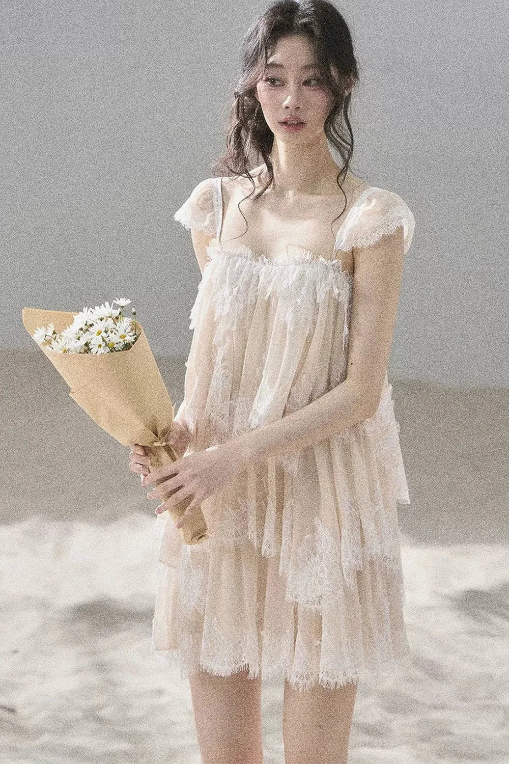 Irregular French Lace Mesh Top Set-Up