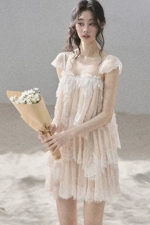 Irregular French Lace Mesh Top Set-Up
