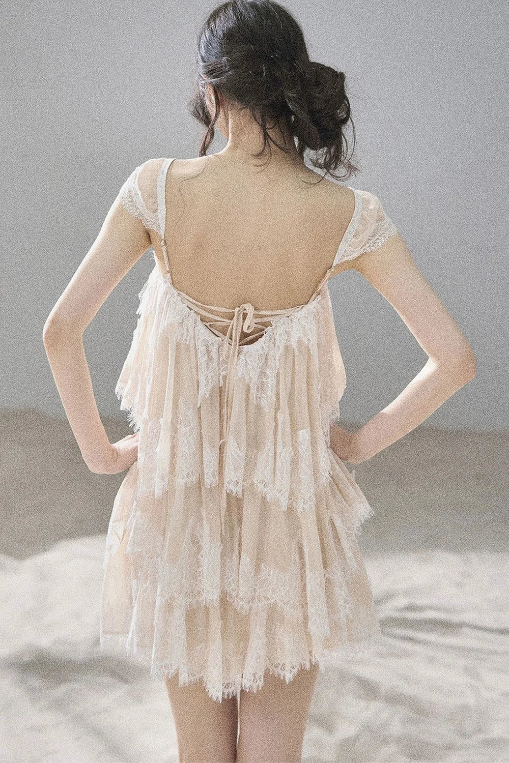 Irregular French Lace Mesh Top Set-Up
